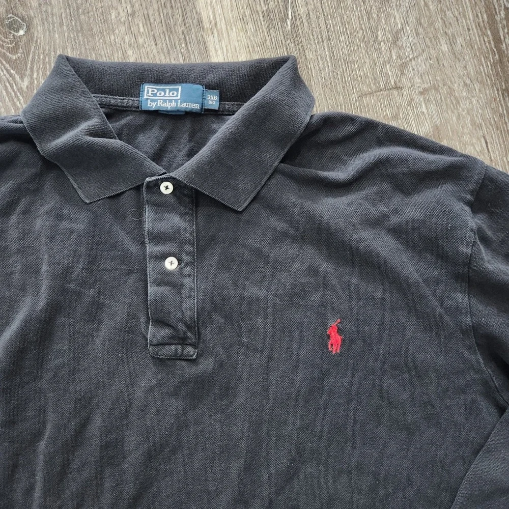 Polo Ralph Lauren Mens Long Sleeve Polo Shirt 3XB Black Red Pony Logo